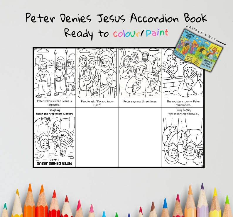 Peter Denies Jesus Bible Sequencing Craft: listing photo