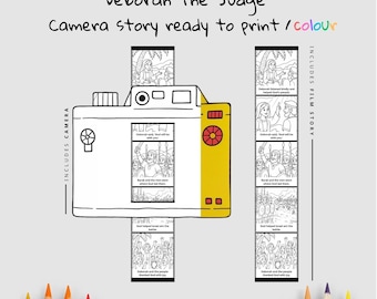 Lavoretto con la macchina fotografica biblica di Debora, la Giudice: attività stampabile da colorare per laboratori biblici e divertimento alla scuola domenicale.