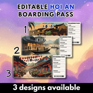 Cartão de Embarque Surpresa para Viagem a Hoi An, Vietnã | Bilhete de Voo Presente Editável (Download Digital)