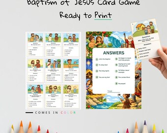 Baptism of Jesus Kids Bible Card Game | Matthew 3 Activity for Kids | Christian Printable | Bible Learning Game