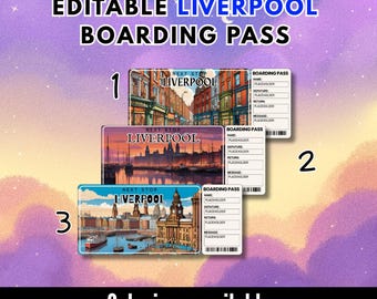 Liverpool Trip Surprise Gift Ticket & Birthday Boarding Pass | Editable Printable Flight Ticket (Digital Download)