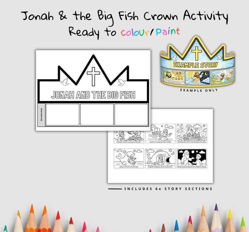 Jonah and the Big Fish Bible Crown Craft: listing photo
