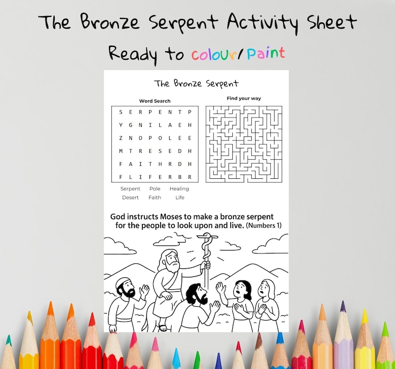 The Bronze Serpent Bible Activity Sheet: listing photo