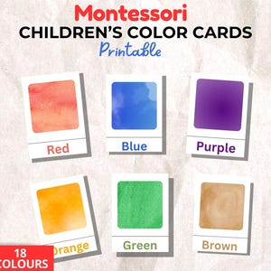 Montessori Farbkarten - 18 Farben | Digitaler Download | Printable für Kinder und Kleinkinder