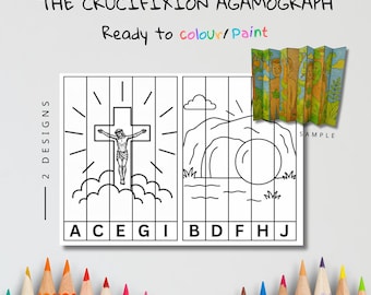 Printable Crucifixion and Resurrection Agamograph – The Cross and Empty Tomb – Sunday School Bible Craft for Kids (Digital Download)