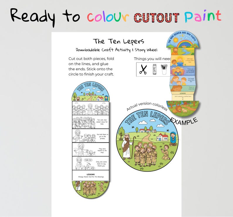 The Ten Lepers Fold-Out Bible Craft: listing photo