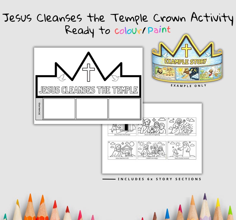 Jesus Cleanses Temple Bible Crown Craft: listing photo