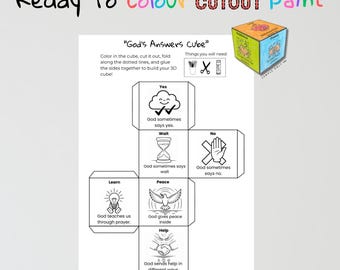 God’s Answers Cube Craft Printable for Kids, Bible Activity, Scripture Learning Game for Sunday School & Christian School Lessons