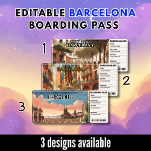 Barcelona Trip Surprise Gift Ticket & Birthday Boarding Pass | Editable Printable Flight Ticket (Digital Download)