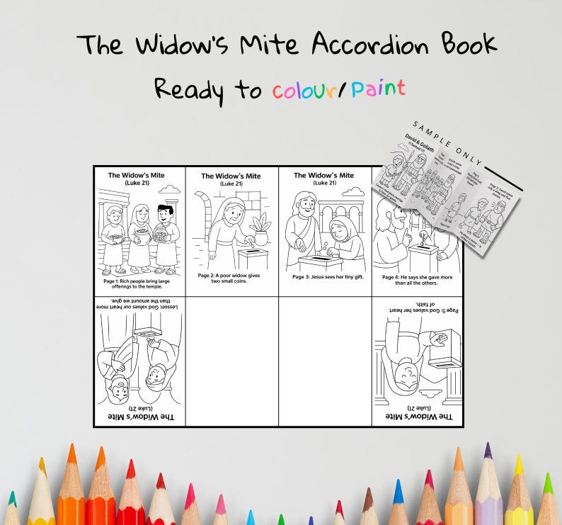 Widow’s Mite Accordion Bible Story Book: listing photo