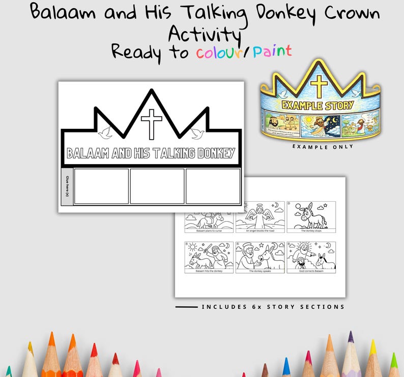 Balaam’s Donkey Bible Crown Craft: listing photo