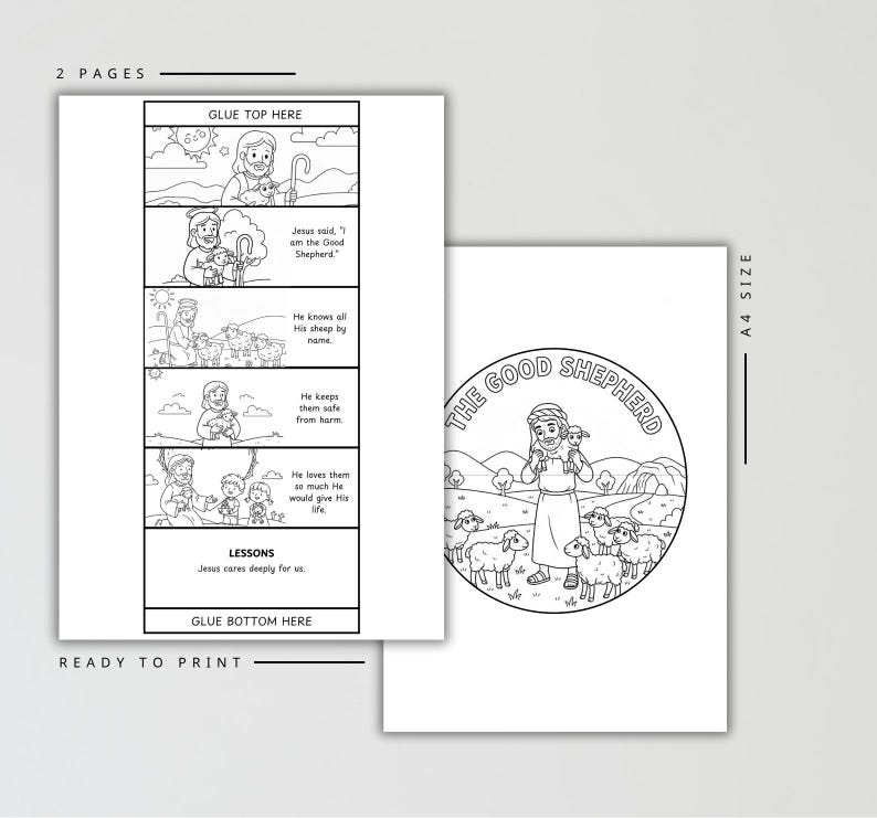 The Good Shepherd Bible Craft | Jesus Cares Lesson | Christian Coloring ...
