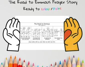 Road to Emmaus Prayer Hands Craft | Jesus Reveals Himself Lesson | Christian Coloring Activity | Sunday School Printable