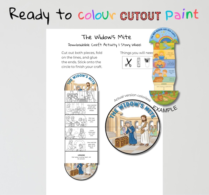 The Widow’s Mite Fold-Out Bible Craft: listing photo