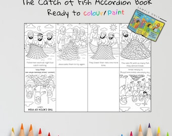 The Catch of Fish Bible Craft | Kids Sunday School Activity | Bible Coloring & Sequencing Craft | Luke 5 Lesson