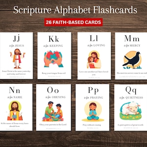 Druckbare ABC Bibel Vers Karteikarten | Schrift Auswendiglernen Alphabet Set für Homeschool, Pre-K & Sonntagsschule