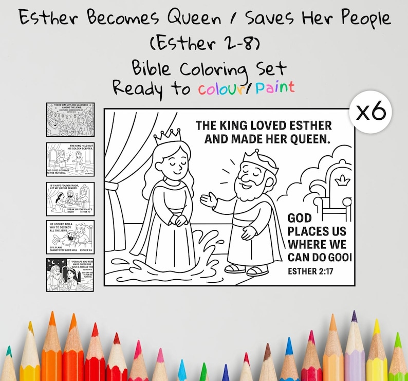 Queen Esther Bible Colouring Pages: listing photo