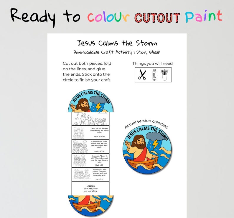 Jesus Calms the Storm Fold-Out Bible Craft: listing photo