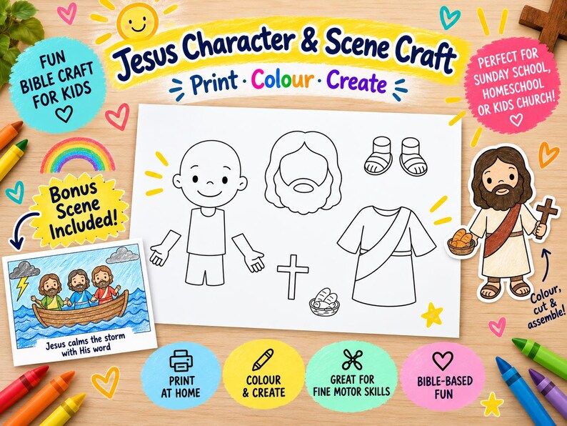 Jesus Calms the Storm Cut-and-Paste Bible Craft: listing photo