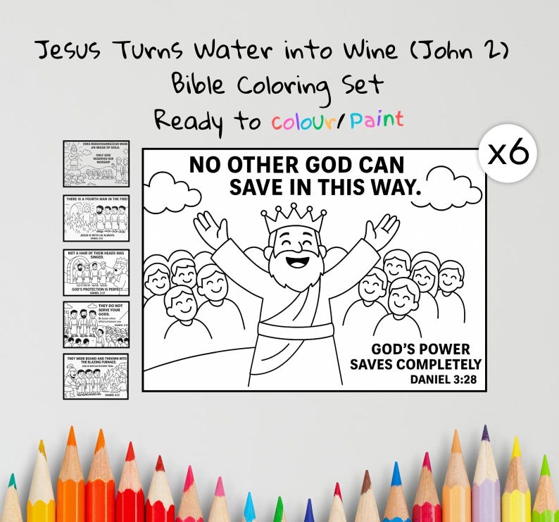 Water into Wine Bible Colouring Pages: listing photo