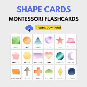 18 cartes éclair arc-en-ciel | Apprentissage préscolaire | Imprimables pour l'école à la maison | Inspiré Montessori | Cartes géométriques | TÉLÉCHARGEMENT NUMÉRIQUE