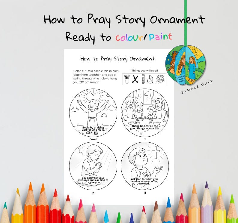 How to Pray 3D Bible Story Ornament: listing photo