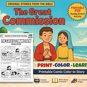 The Great Commission A4 Bible Comic Coloring Page | Sunday School Craft | Bible Study for Kids | Children’s Church Activity | Matthew 28