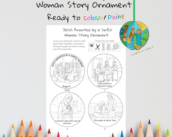 Jesus Anointed by a Sinful Woman (Luke 7) | 3D Bible Story Ornament | Sunday School Coloring Craft | Christian Kids Activity | Bible Lesson