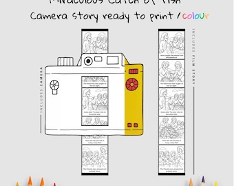 Miraculous Catch of Fish Bible Camera Film Craft – Bible Coloring Printable, Kids Bible Craft Activity