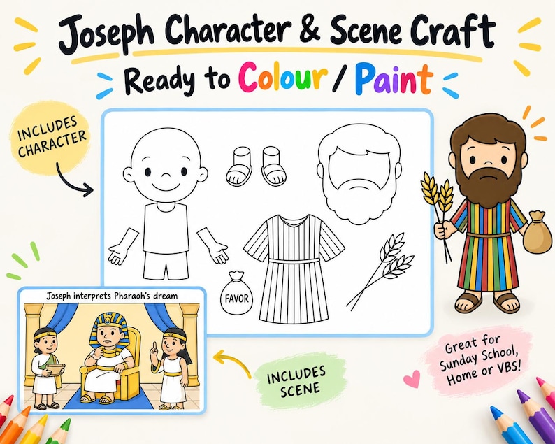 Joseph Interprets Pharaoh’s Dream Cut-and-Paste Bible Craft for Kids: listing photo