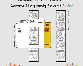 Parabola dei Talenti - Lavoretto con la macchina fotografica biblica - Attività biblica da colorare e stampare per bambini