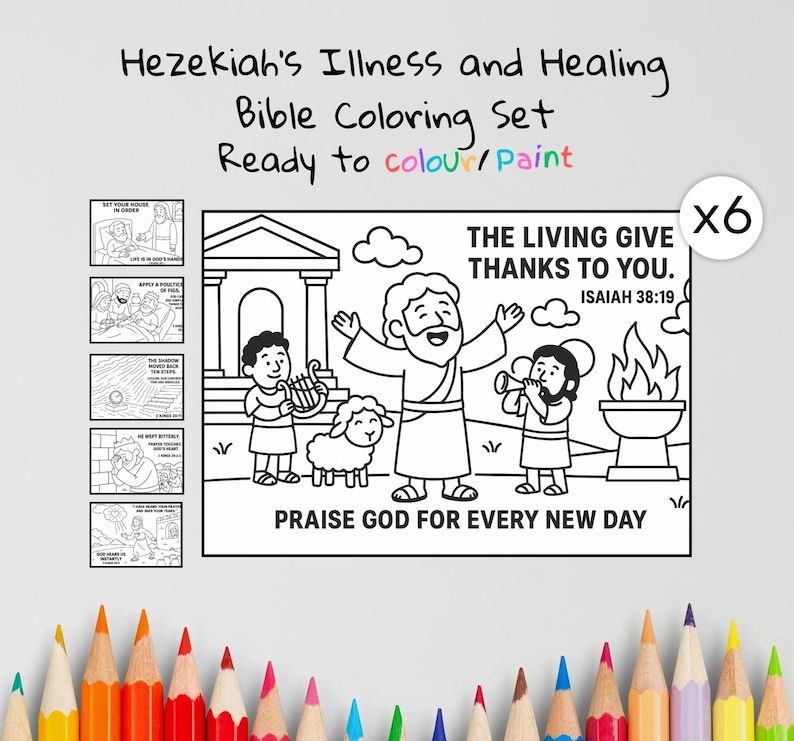 Hezekiah’s Healing Bible Colouring Pages: listing photo