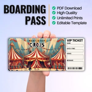 Circus Surprise Gift Ticket | Next Stop: The Circus | Editable Pass | Printable Surprise Ticket | Instant Download