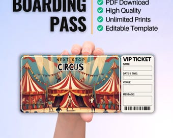 Circus Surprise Gift Ticket | Next Stop: The Circus | Editable Pass | Printable Surprise Ticket | Instant Download