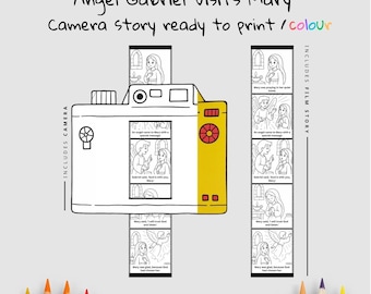 Angel Gabriel Visits Mary Bible Camera Film Craft – Bible Coloring Printable, Craft Bible Activity for Kids