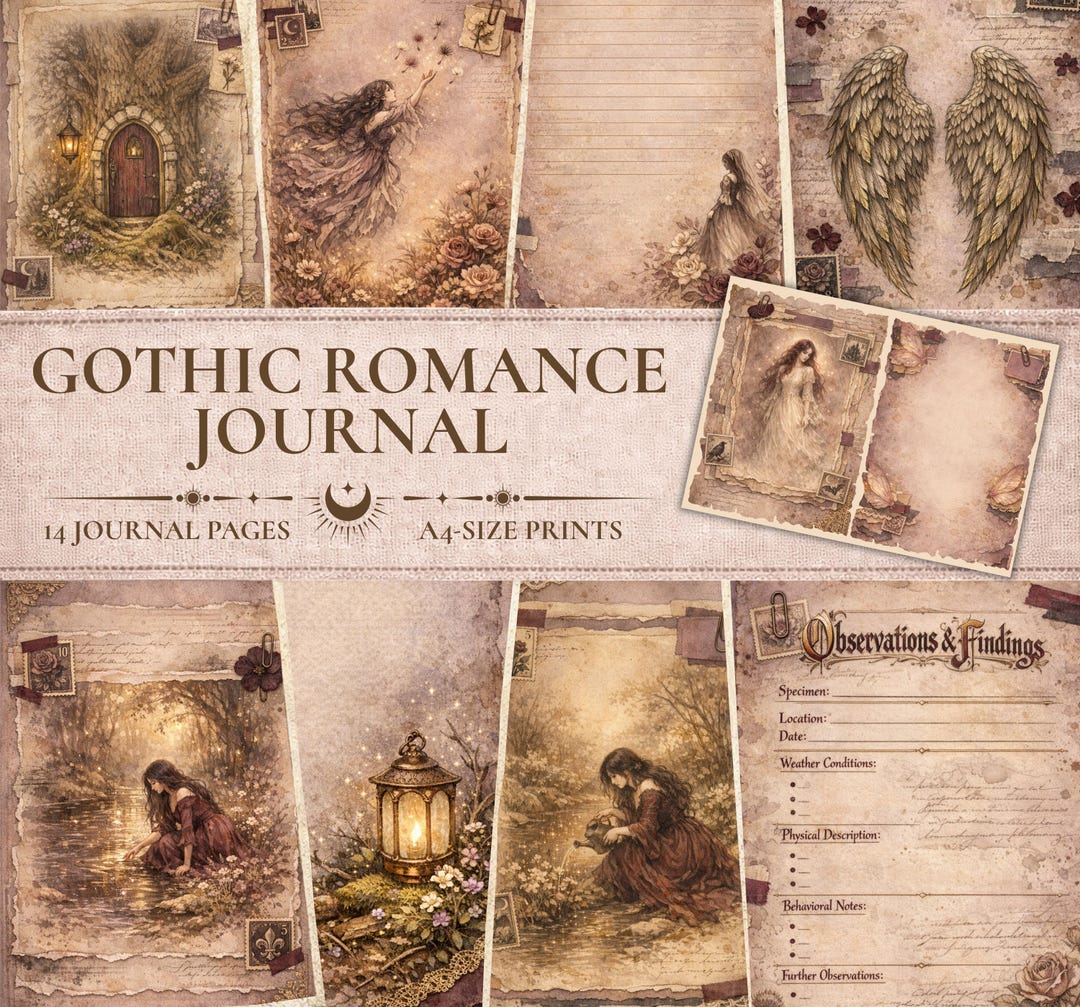 Gothic Romance Junk Journal Kit – Printable Dark Vintage Scrapbook ...