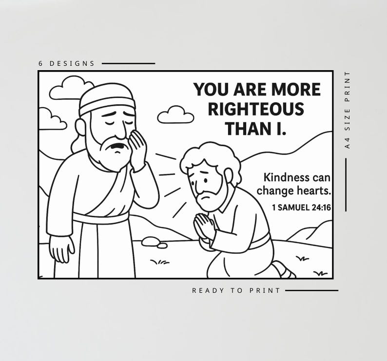 David Spares Saul Coloring Pages Craft | Kids Bible Craft | 1 Samuel 24 ...