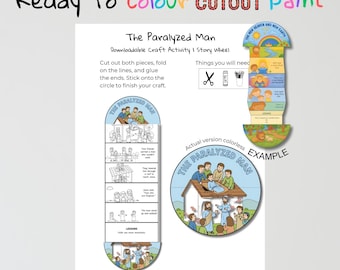 The Paralyzed Man Bible Craft | Faith & Friendship Lesson | Christian Coloring Activity | Sunday School Printable
