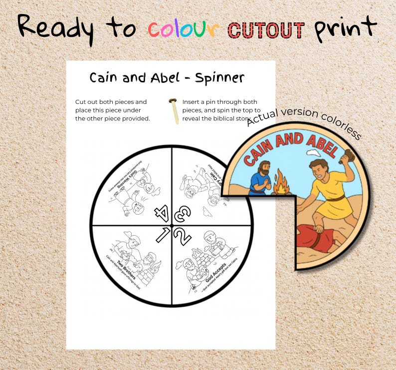 Cain and Abel Story Wheel Craft: listing photo