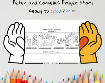 Peter & Cornelius Prayer Hands Craft | God’s Love Is for Everyone Lesson | Christian Coloring Activity | Sunday School Printable