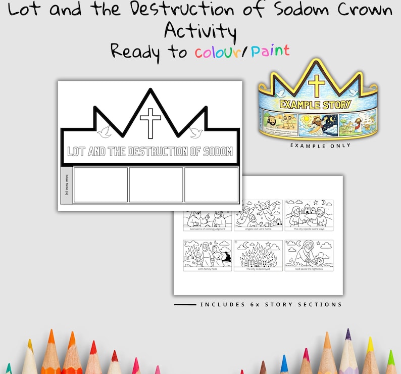 Lot and Sodom Bible Crown Craft: listing photo
