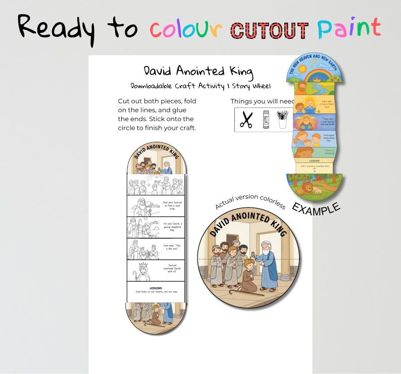 David Anointed King Fold-Out Bible Craft: listing photo