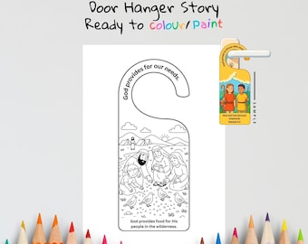 Manna & Quail Kids Bible Craft Door Hanger | Exodus 16 Coloring Craft | Christian Printable | Bible Activity for Kids