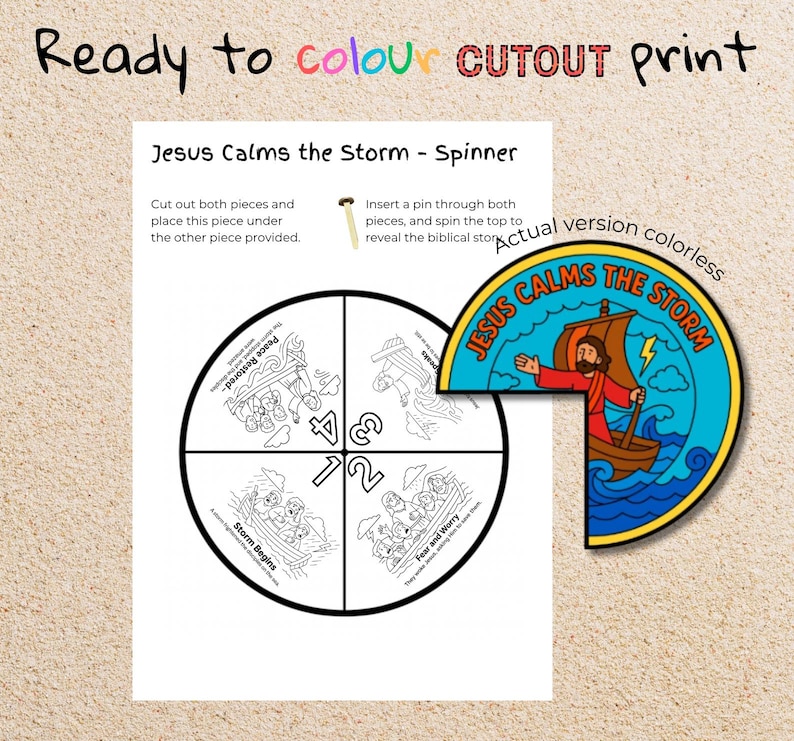 Jesus Calms the Storm Story Wheel Craft: listing photo