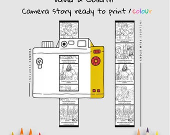 David & Goliath Bible Camera Film Craft | Kids Bible Story Activity | 1 Samuel 17 Coloring Craft | Christian Printable | Sunday School
