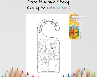 John the Baptist Birth Kids Bible Craft Door Hanger | Luke 1 Coloring Craft | Christian Printable | Bible Activity for Kids