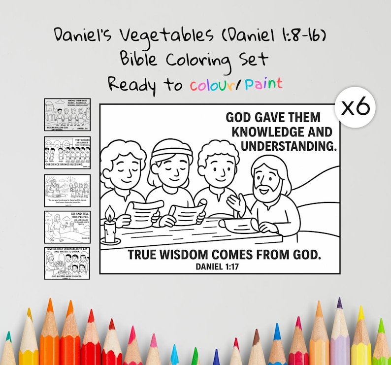 Daniel’s Vegetables Bible Colouring Pages: listing photo