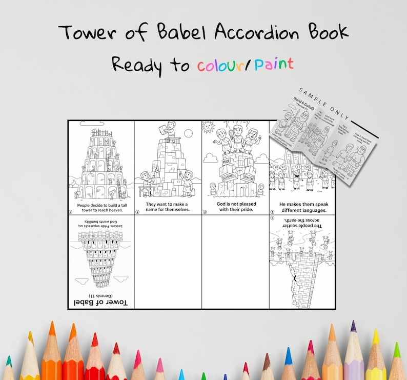 Tower of Babel Accordion Bible Story Book: listing photo