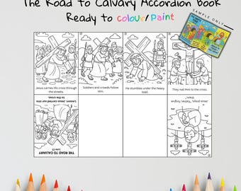 The Road to Calvary Bible Craft | Kids Sunday School Activity | Bible Coloring & Sequencing Craft | Luke 23 Lesson