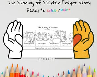 Stoning of Stephen Prayer Hands Craft | Forgive Others Lesson | Christian Coloring Activity | Sunday School Printable